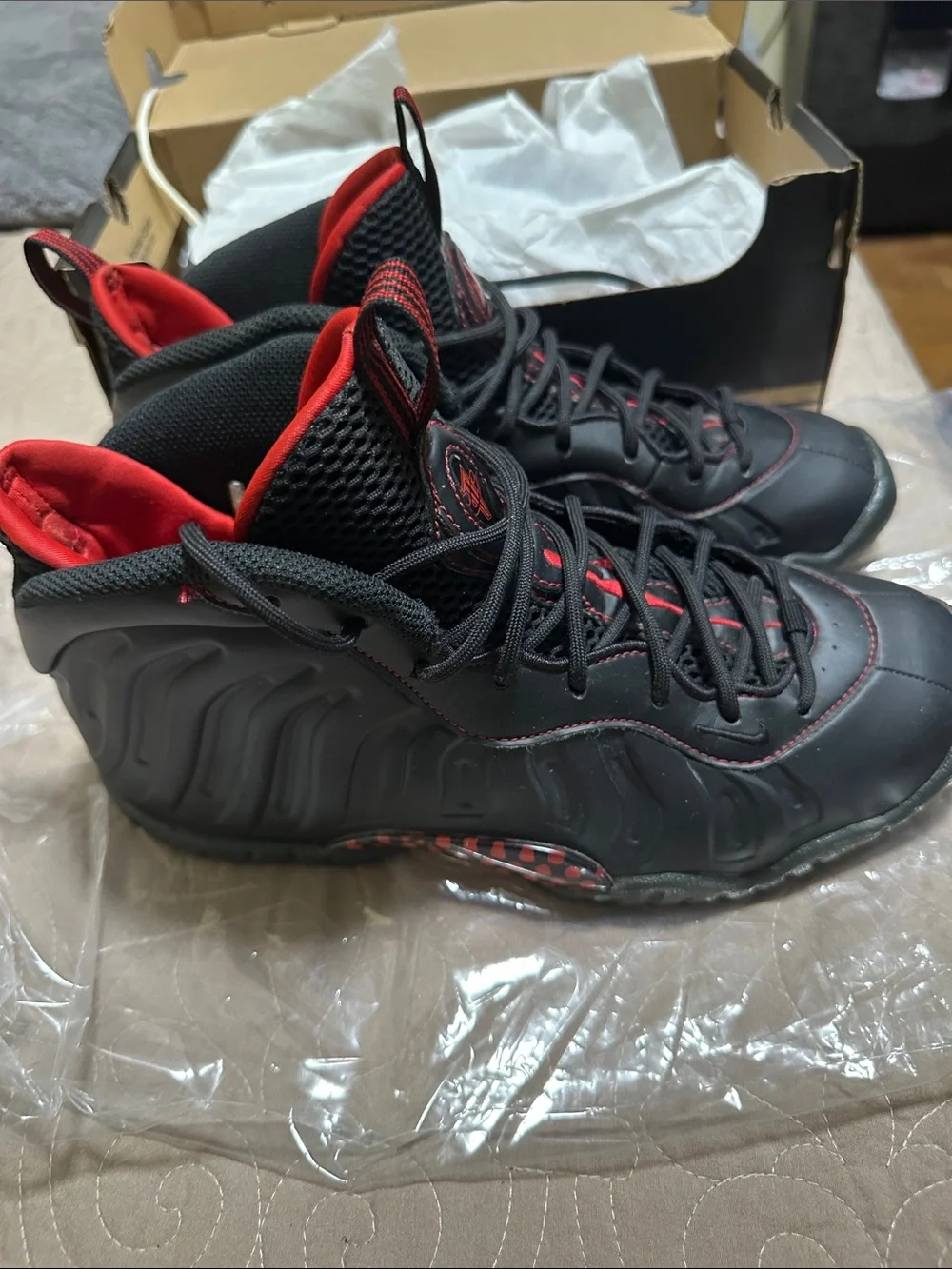 Nike Kids Black and Red High-Top Sneakers